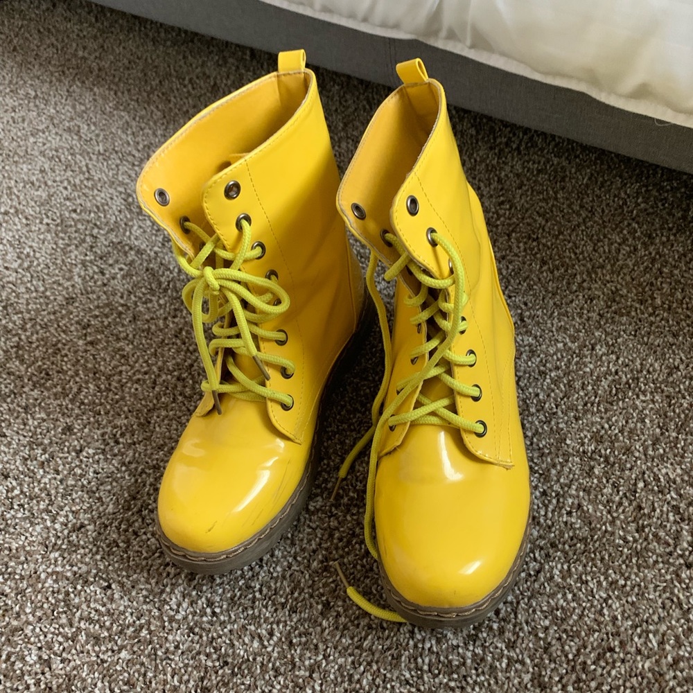 Yellow rain boots